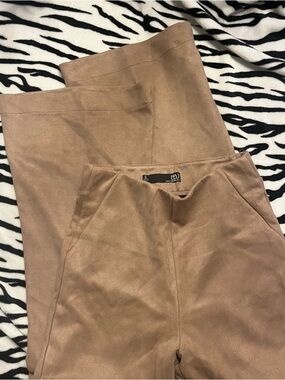 BBJ Faux Suede Flare Pants in Camel